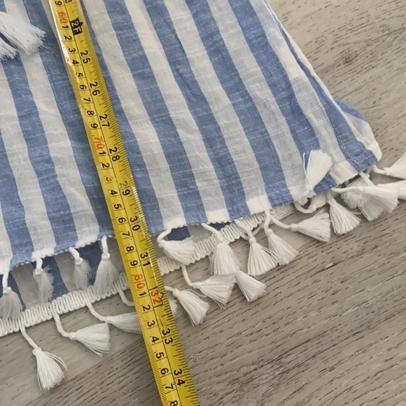 Blue‎ Island blue/white striped fringe cover up, M - Picture 8 of 11